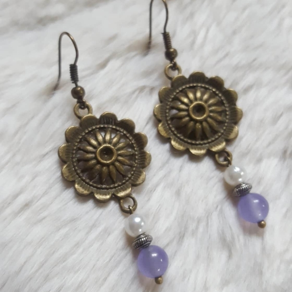 Handcrafted Flower Mandala Earrings - Picture 1 of 1
